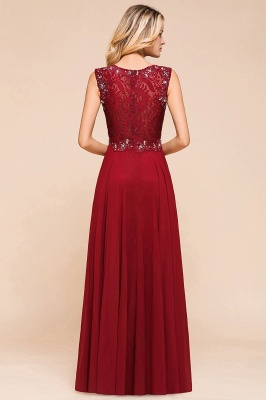 Arla | Trendy Round neck Beaded Burgundy Lace Bridesmaid Dress with Belt_3