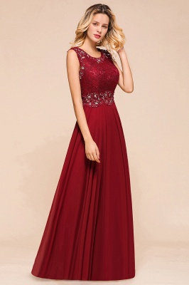 Arla | Trendy Round neck Beaded Burgundy Lace Bridesmaid Dress with Belt_7