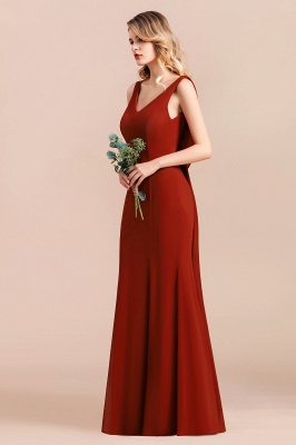Темно-красное платье для свадебной вечеринки с V-образным вырезом Платье для подружки невесты без рукавов с накидкой_7