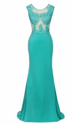 Arrick | Mint Green round neck Cap sleeve Lace appliques Prom Dress_11