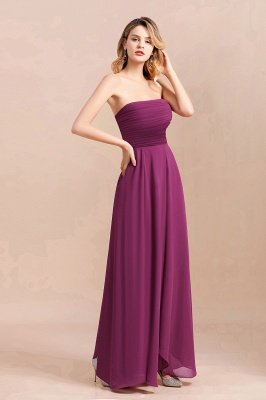 Strapless Purple Chiffon Evening Party Dress Spacial Occasion Dress_8
