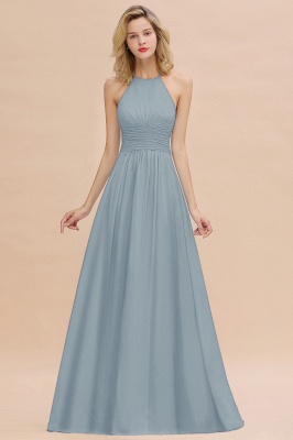Stylish Sky Blue Halter Soft Chiffon Bridesmaid Dress Aline Evening Swing Dress_39