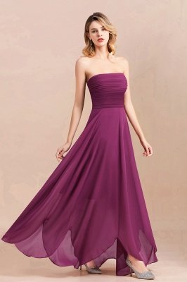 Strapless Purple Chiffon Evening Party Dress Spacial Occasion Dress_5