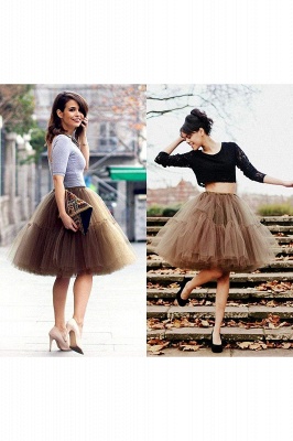 Puffy Knee-length Carnival Peticoat in Burgundy, White, Yellow, Gray, Pink, Mint Green_20