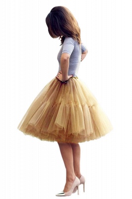 Puffy Knee-length Carnival Peticoat in Burgundy, White, Yellow, Gray, Pink, Mint Green_8
