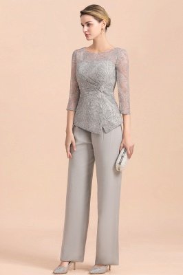 Elegant 3/4 Sleeves Silver Jumpt Suit Wedding Wear for Mother of the Bride_6