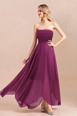 Strapless Purple Chiffon Evening Party Dress Spacial Occasion Dress_7