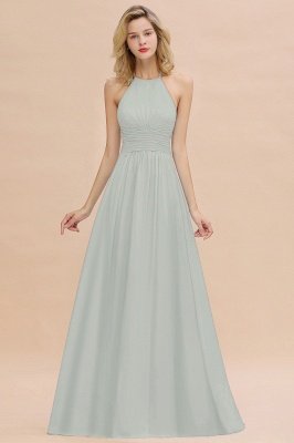 Stylish Sky Blue Halter Soft Chiffon Bridesmaid Dress Aline Evening Swing Dress_37