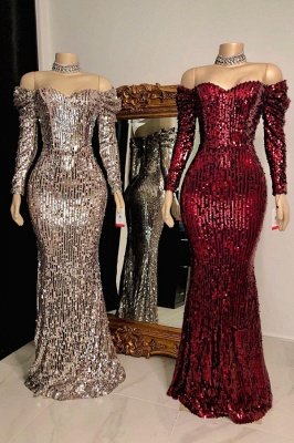 Strapless Sweetheart Sequins Floor Length Mermaid Evening Dresses with ...