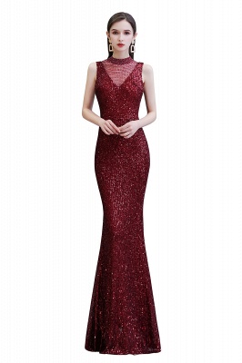 Elegant Illusion neck Burgundy Sleeveless Mermaid Prom Dress_1