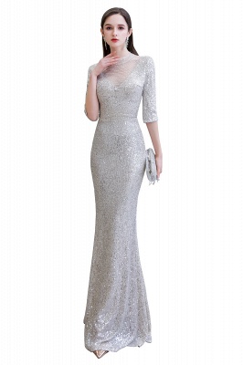 Gorgeous Silver Long sleeves Long Prom Dress_15