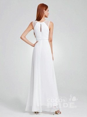 Halter White Simple Beach Wedding Dresses_2