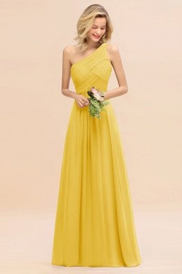 Elegant Ruffles One Shoulder Prom Dresses | A-Line Sleeveless Evening Dresses_17
