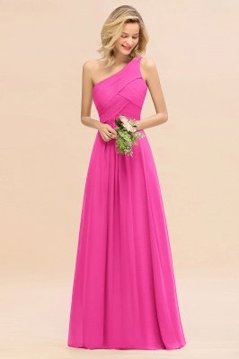 Elegant Ruffles One Shoulder Prom Dresses | A-Line Sleeveless Evening Dresses_9