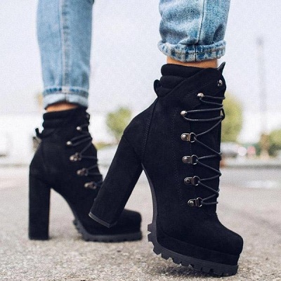 High Heel Boots Platform Boots for Autumn/Winter Amazing Waterproof Ankle Boots_3