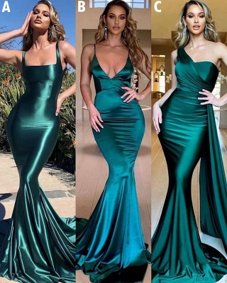 Vestido de fiesta sin mangas hasta el suelo de sirena de raso_1