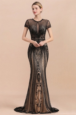 Luxury Black all-covered beaded Mermaid Prom Dress_1