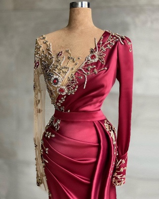 Charming Satin evening dress with Side Sweep Train  | Prom dresses with long sleeves_2