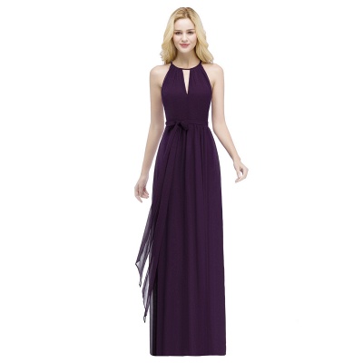 Halter Ruffle Chiffon Bridesmaid Dress Floor Length Wedding Guest Dress_2