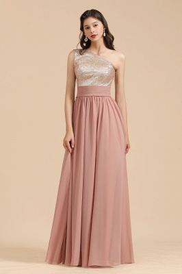 Stylish One Shoulder Glitter Sequins Aline Chiffon Evening Prom Dress_2