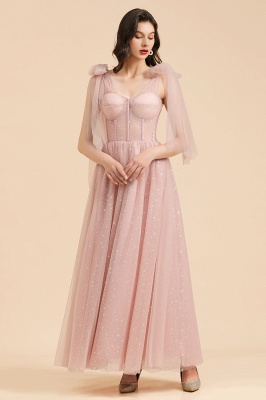 Superbe robe de soirée à manches bouffantes scintillante Aline robe de soirée en mousseline de soie longueur de plancher robe de bal_5