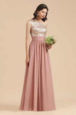 Stylish One Shoulder Glitter Sequins Aline Chiffon Evening Prom Dress_6