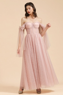 Superbe robe de soirée à manches bouffantes scintillante Aline robe de soirée en mousseline de soie longueur de plancher robe de bal_6