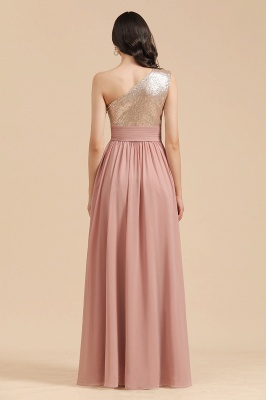 Stylish One Shoulder Glitter Sequins Aline Chiffon Evening Prom Dress_3