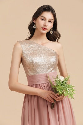 Stylish One Shoulder Glitter Sequins Aline Chiffon Evening Prom Dress_9