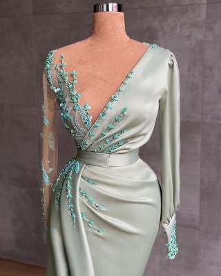 Stunning One Shoulder Mermaid Prom Dress with 3D Floral Pattern_2