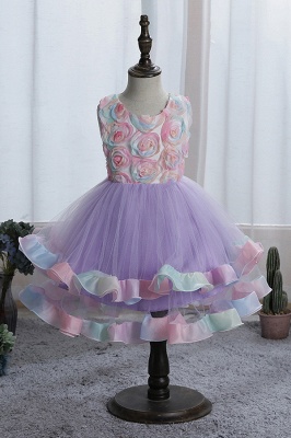 Dusty pink lace a-line knee length flower girl dress_3