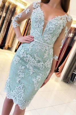 Vestido de festa curto elegante com mangas 3/4_1