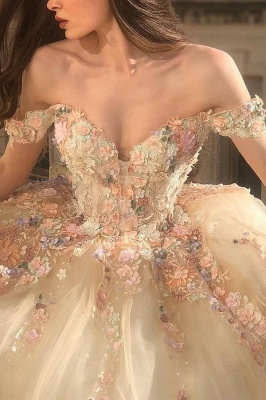 Vestidos de novia de tul con vestido de gala champán de lujo_3