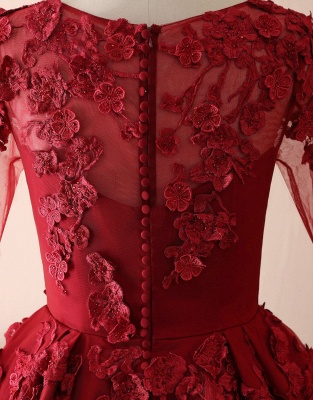 Impresionante vestido de fiesta de noche Aline con apliques florales rojos en 3D_3