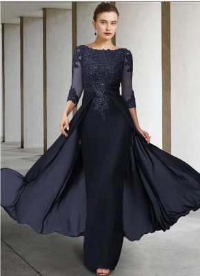 Элегантное платье-русалка для матери невесты с кружевными аппликациями_4