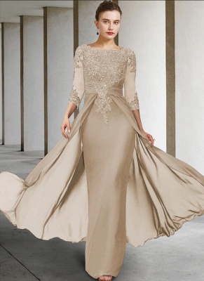 Elegantes Meerjungfrau-Kleid für die Brautmutter mit Spitzenapplikationen_5