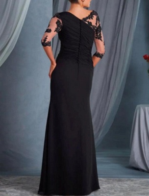 Élégante robe noire à demi-manches pour la mère de la mariée_2
