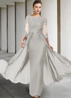 Элегантное платье-русалка для матери невесты с кружевными аппликациями_3