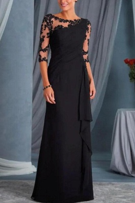 Элегантное черное платье для матери невесты с половиной рукавов_1