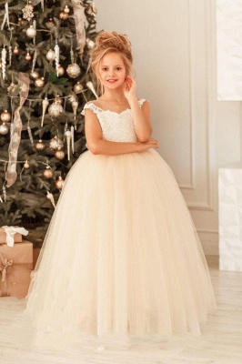 Jolie robe de fête de Noël en dentelle blanche en tulle princesse petite fille_1