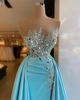 Sexy Sleeveless Sparkly Sequins Mermaid Prom Dress with Detachable Train_2
