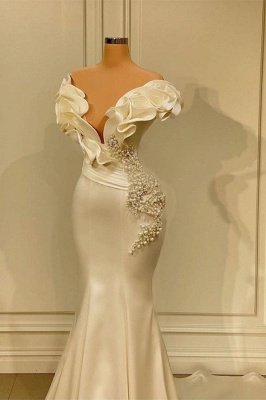 Chic Sleeveless Mermaid Prom Dress Ruffle Sleeves Satin Slim Party Wear Dress_2