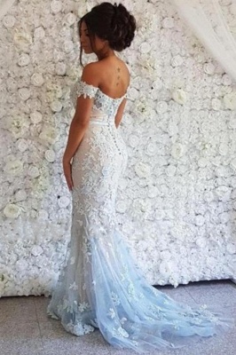 Gorgeous White Appliques Sweetheart Off-the-shoulder Mermaid Prom Dresses_2