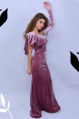 Elegant One-shoulder Long Sleeve Aline Prom Dress_3