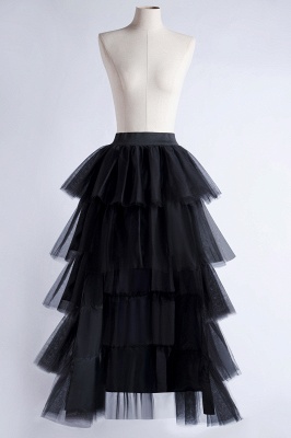 Женская черная юбка из тюля Hi-Lo юбка принцессы Длинная повседневная балетная юбка_2