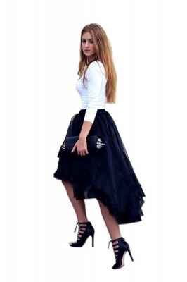 Casual High Low Tiered Tulle Satin Skirt Girl Gown Tutu Skirt Women_4