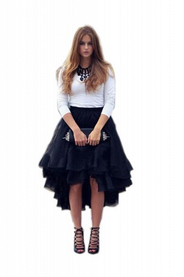 Casual High Low Tiered Tulle Satin Skirt Girl Gown Tutu Skirt Women_5
