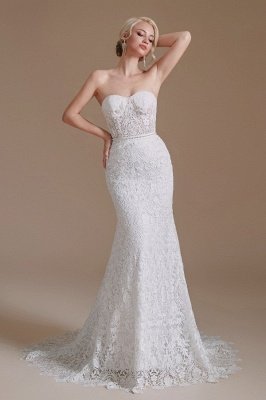 Romantic Off-the-Shoulder Sweetheart Mermaid Bridal Dress Floral lace Wedding Dress_4