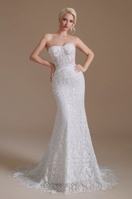 Romantic Off-the-Shoulder Sweetheart Mermaid Bridal Dress Floral lace Wedding Dress_5