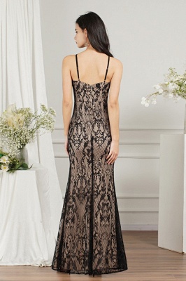 Black lace bridesmaid dress with high split_2